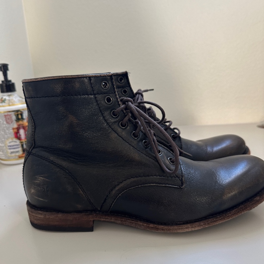Men's Frye Black Barrett Lace up Leather Boots